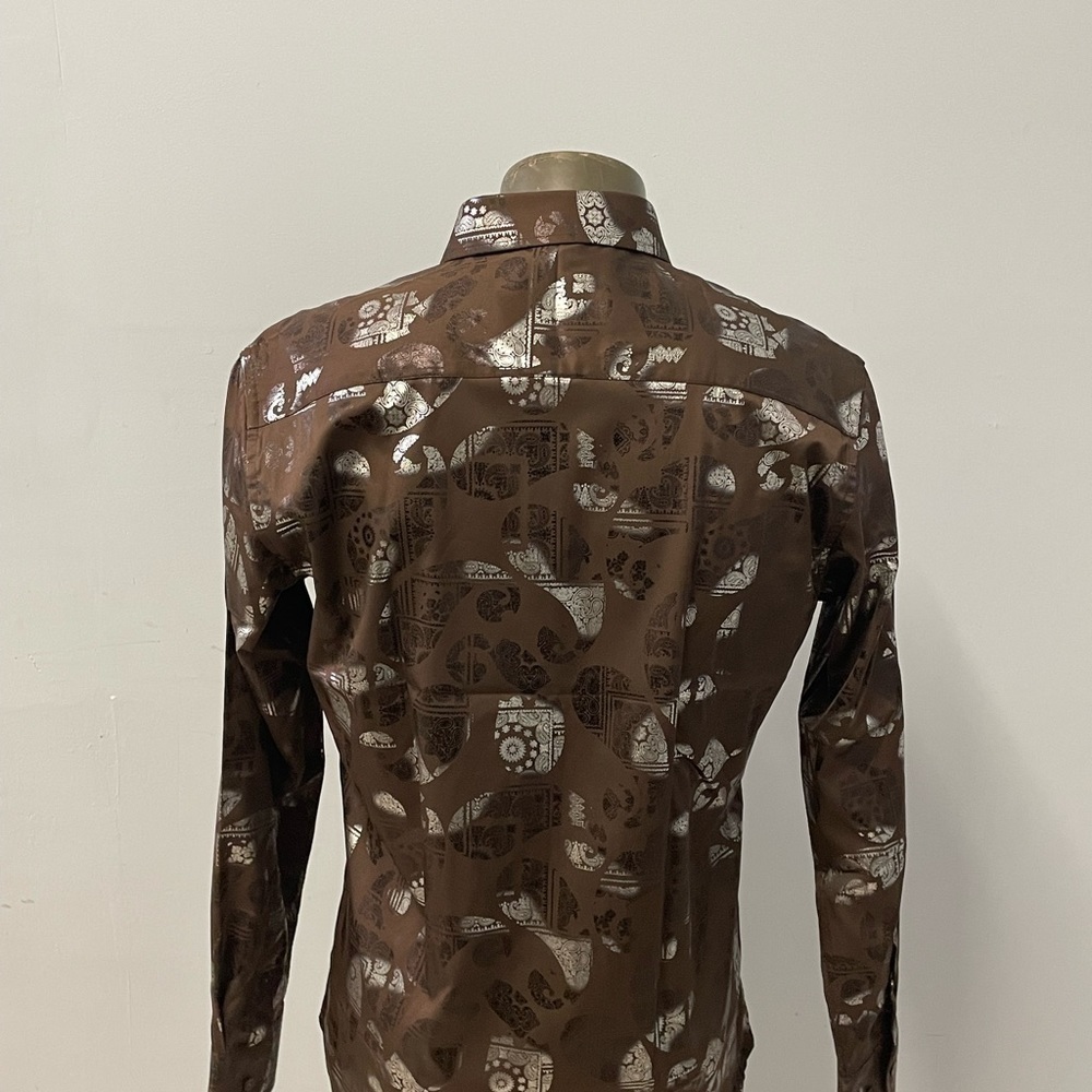 Vassari shirt button front chocolate long sleeves regular fit - Picture 2 of 3